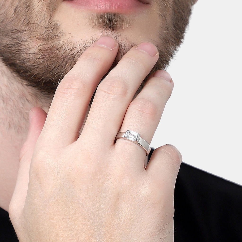 CLARA Real 925 Sterling Silver Octagon Band Ring 