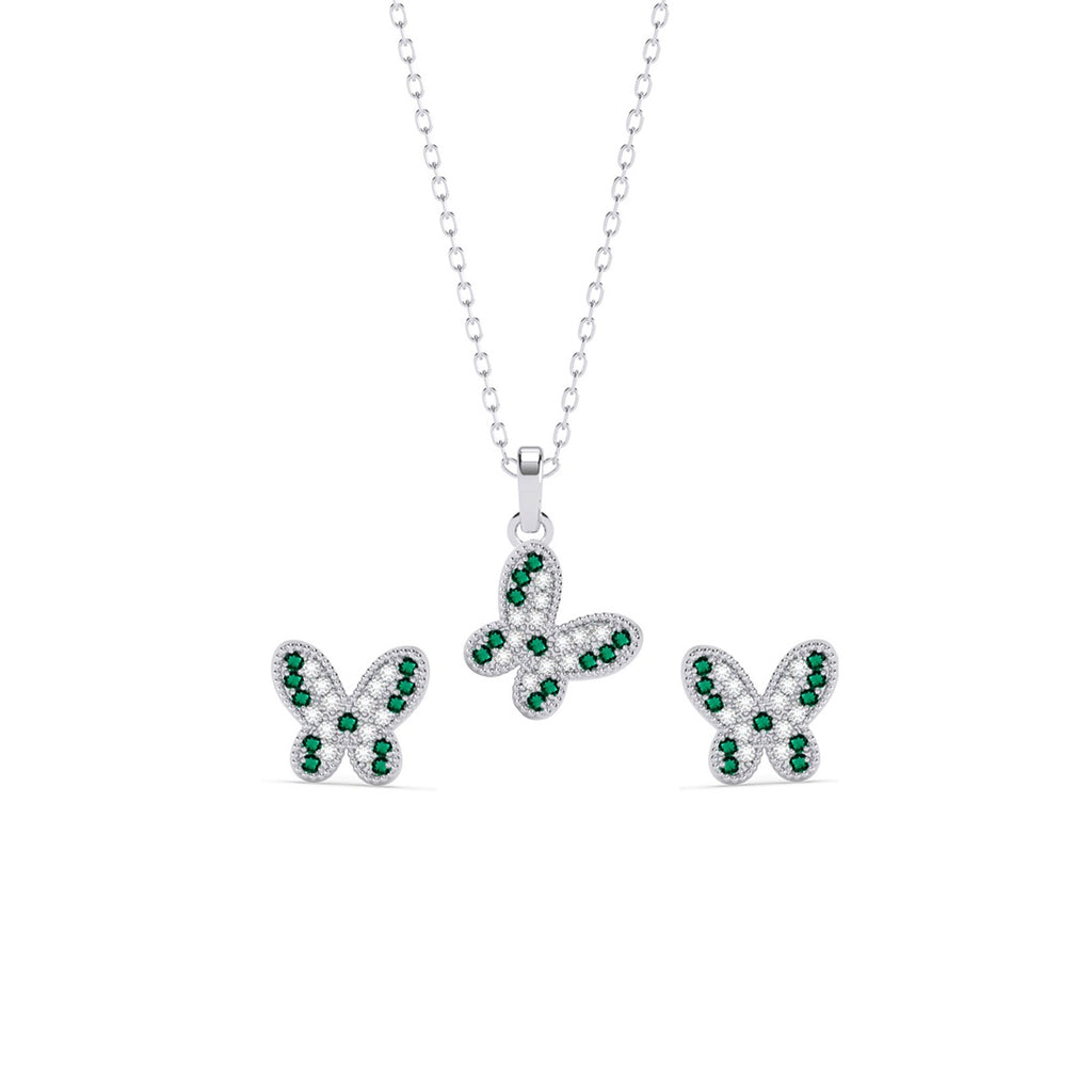 Silver Verde Butterfly Jewellery Set  