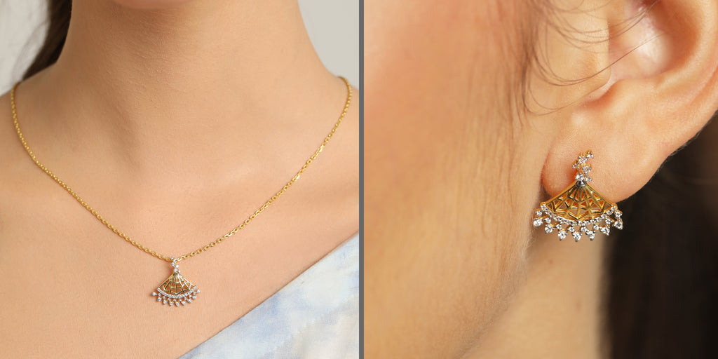 CLARA 925 Sterling Silver Irina Pendant Earring Chain Jewellery Set 