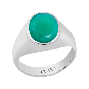 Certified Green Onyx Haqiq Bold Silver Ring 4.8cts or 5.25ratti