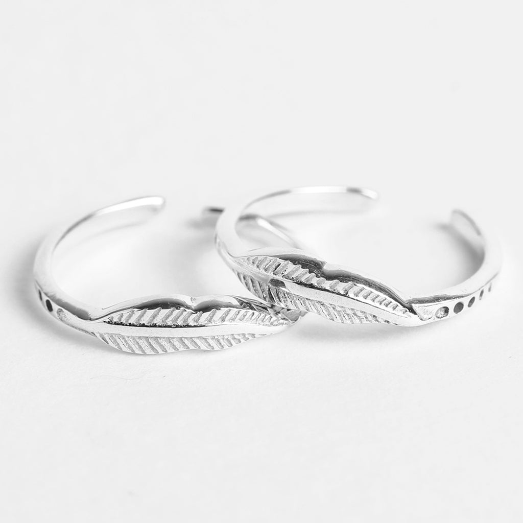 CLARA 925 Sterling Silver Leaf Toe Rings Pair 