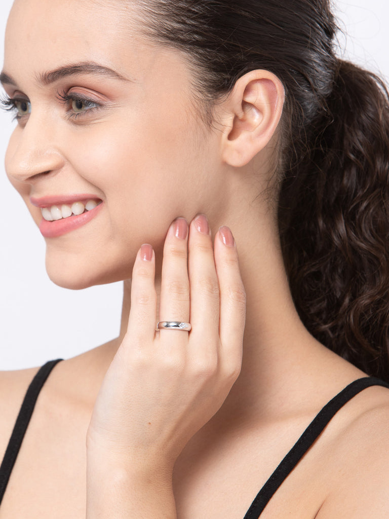 CLARA Pure 925 Sterling Silver Classic Adjustable Ring Gift for Women and Girls