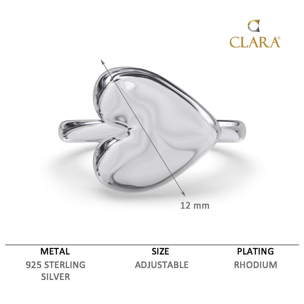 CLARA Pure 925 Sterling Silver Promise of Heart Finger Ring 