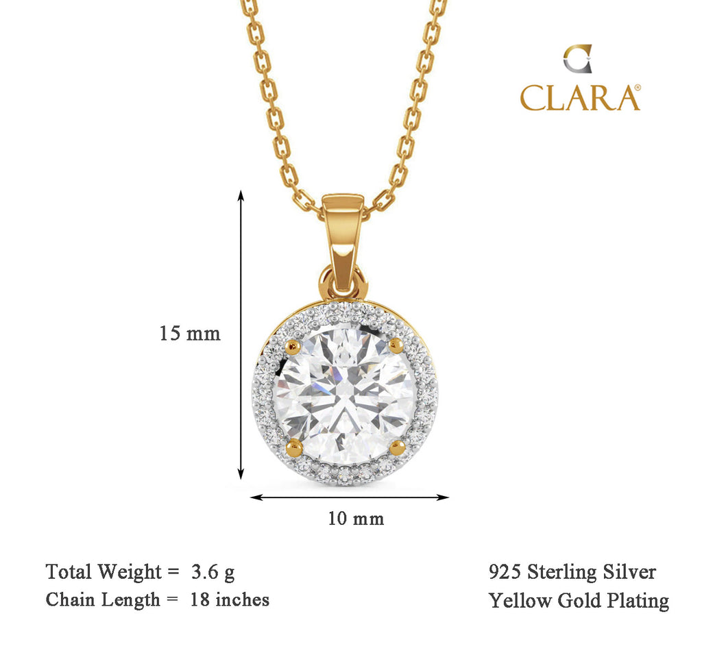 CLARA 925 Sterling Silver Talia Pendant Chain Necklace 