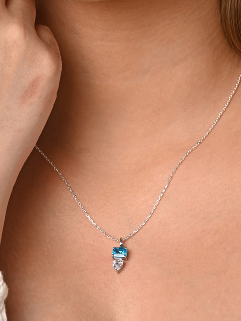 CLARA 925 Sterling Silver Vistosa Pendant Chain Necklace 