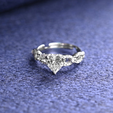 CLARA 925 Sterling Silver Size Adjustable Alfie Heart Engagement Ring 