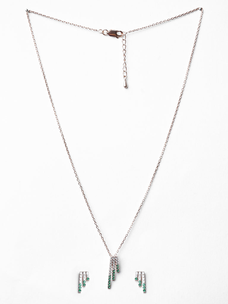 CLARA 925 Sterling Silver Blanca Pendant Earring Chain Jewellery Set 