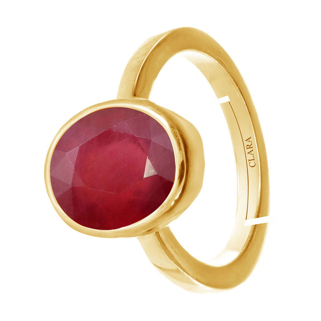 CLARA Certified Original Ruby Manik Gemstone 3.25 to 10.25 ratti or 3 to 9.3 carat Panchdhatu adjustable Ring for Men & Women