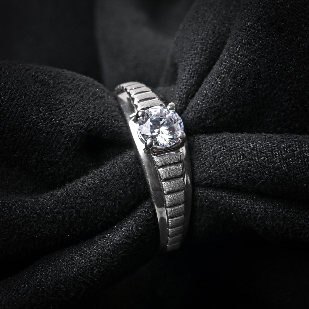 CLARA Real 925 Sterling Silver Step Band Ring 