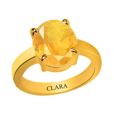 Certified Yellow Sapphire Pukhraj Prongs Panchdhatu Ring 5.5cts or 6.25ratti