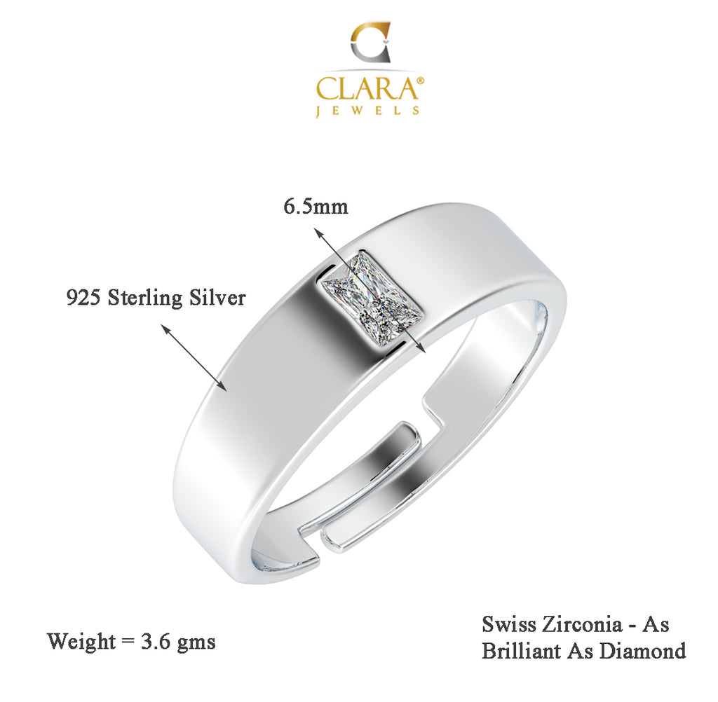 CLARA Pure 925 Sterling Silver Franco Adjustable Ring Gift for Men and Boys