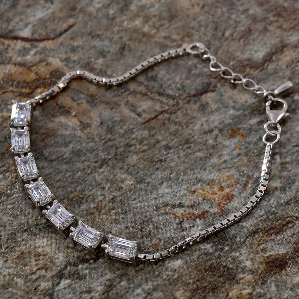 CLARA Made with Swiss Zirconia 925 Sterling Silver Viola Solitaire Bracelet Gift for Women and Girls
