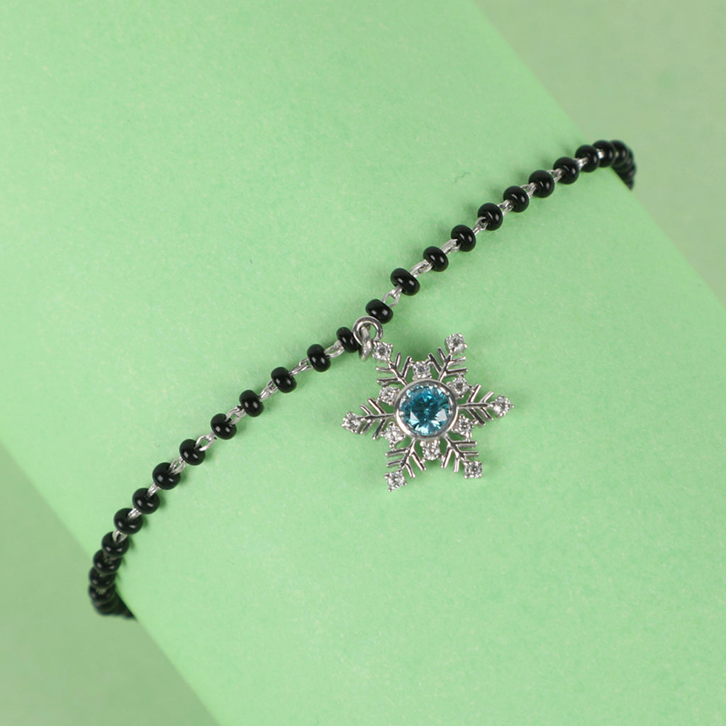 CLARA 925 Sterling Silver Snowflake Hand Mangalsutra Bracelet