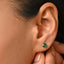 CLARA 925 Sterling Silver Dark Green Studs Earrings Gift for Kids Girls 