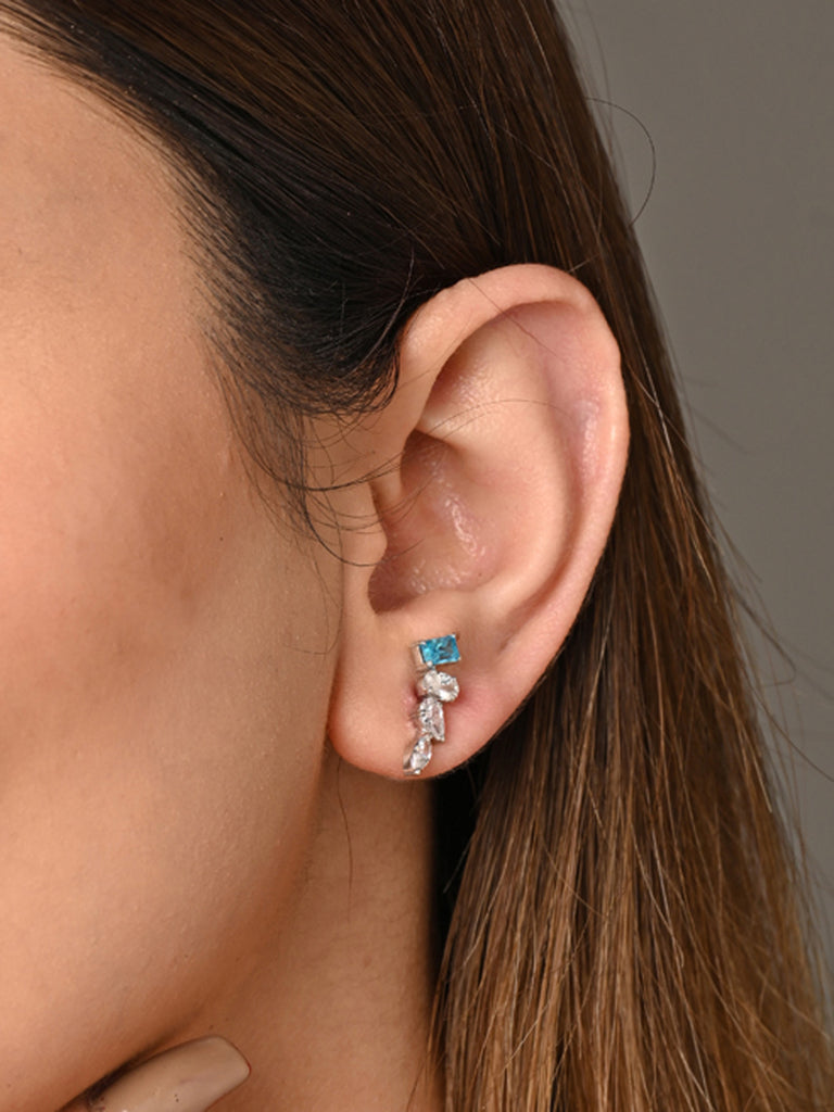 CLARA 925 Sterling Silver diamante Earrings 