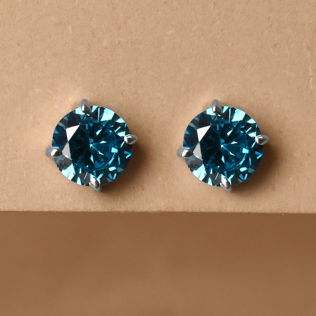 CLARA 925 Sterling Silver Sky Blue Studs Earrings Gift for Kids Girls 