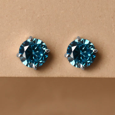 CLARA 925 Sterling Silver Sky Blue Studs Earrings Gift for Kids Girls 