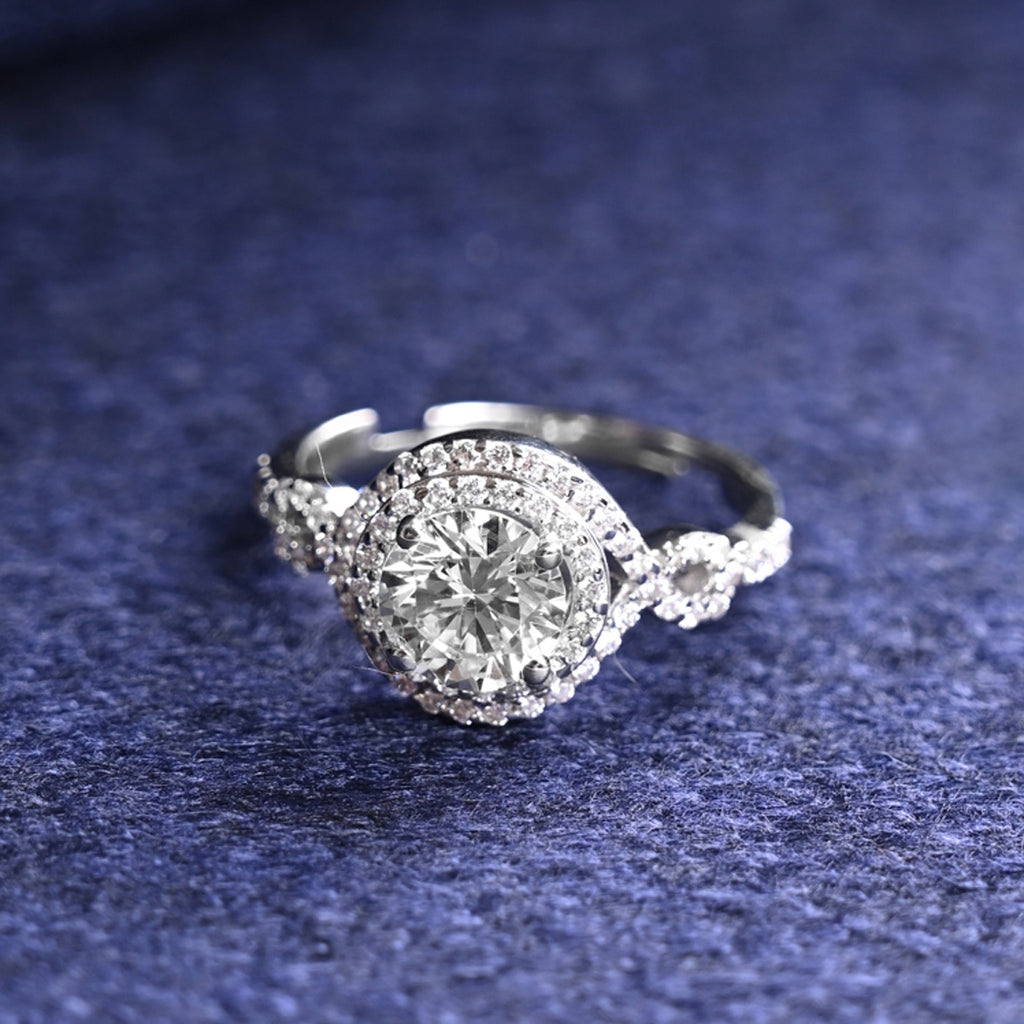 Silver Swirl Solitaire Ring