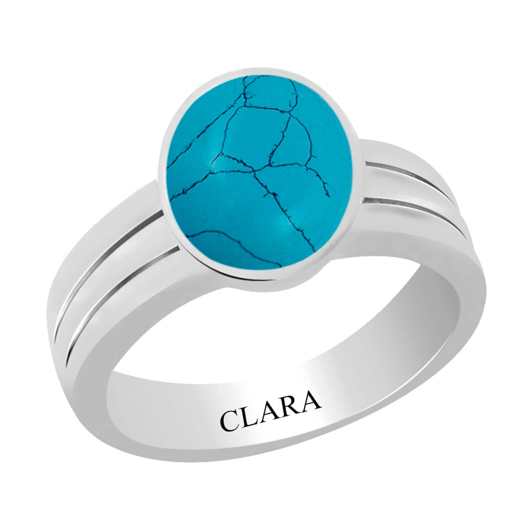 Certified Turquoise Firoza Line Stunning Silver Ring 3.9cts or 4.25ratti