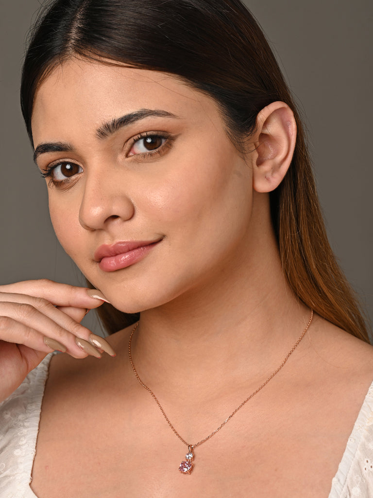 CLARA 925 Sterling Silver Rosa Pendant Chain Necklace 