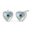 Silver Heart Evil Eye Studs Earrings