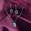 CLARA 925 Sterling Silver Azul Pendant Earring Chain Jewellery Set 
