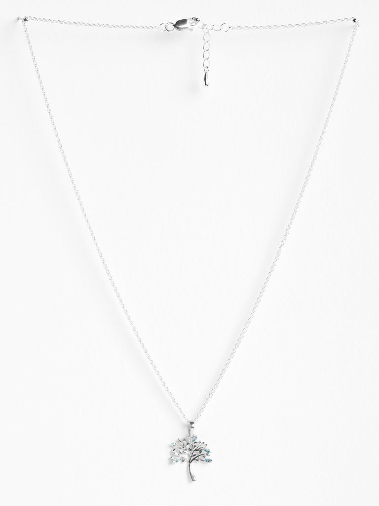 CLARA 925 Sterling Silver Isla Tree Pendant Chain Necklace 