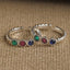 CLARA 925 Sterling Silver colorful Toe Rings Pair 
