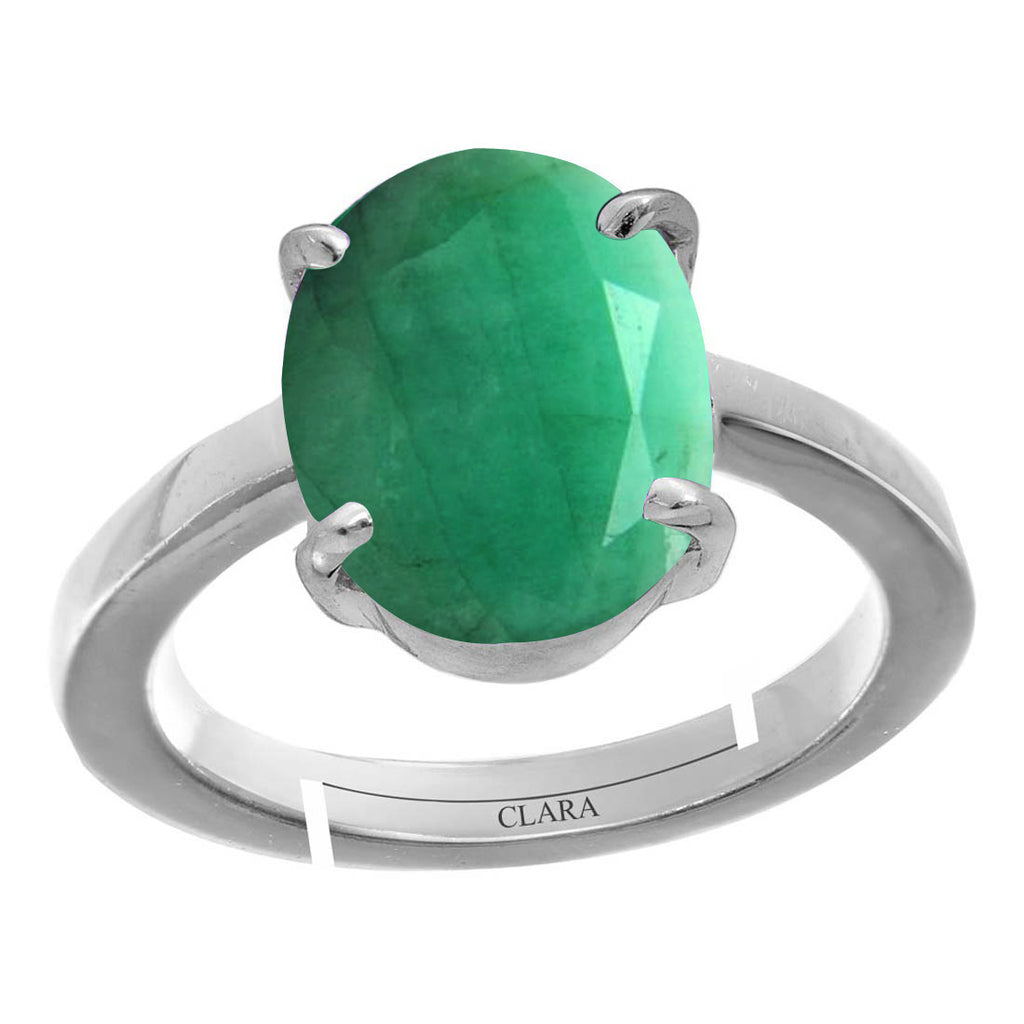 Certified Emerald Panna 6.5cts or 7.25ratti 92.5 Sterling Silver Adjustable Ring