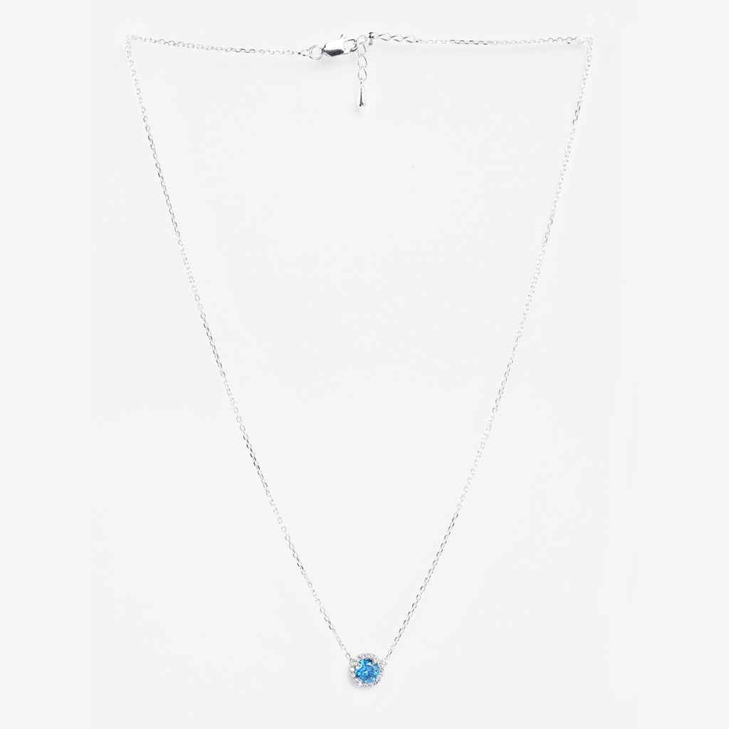 Silver Orsa Blue Solitaire Pendant Chain