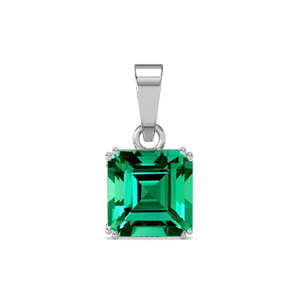 Silver Green Octagon Men Pendant Necklace with Chain or without Chain