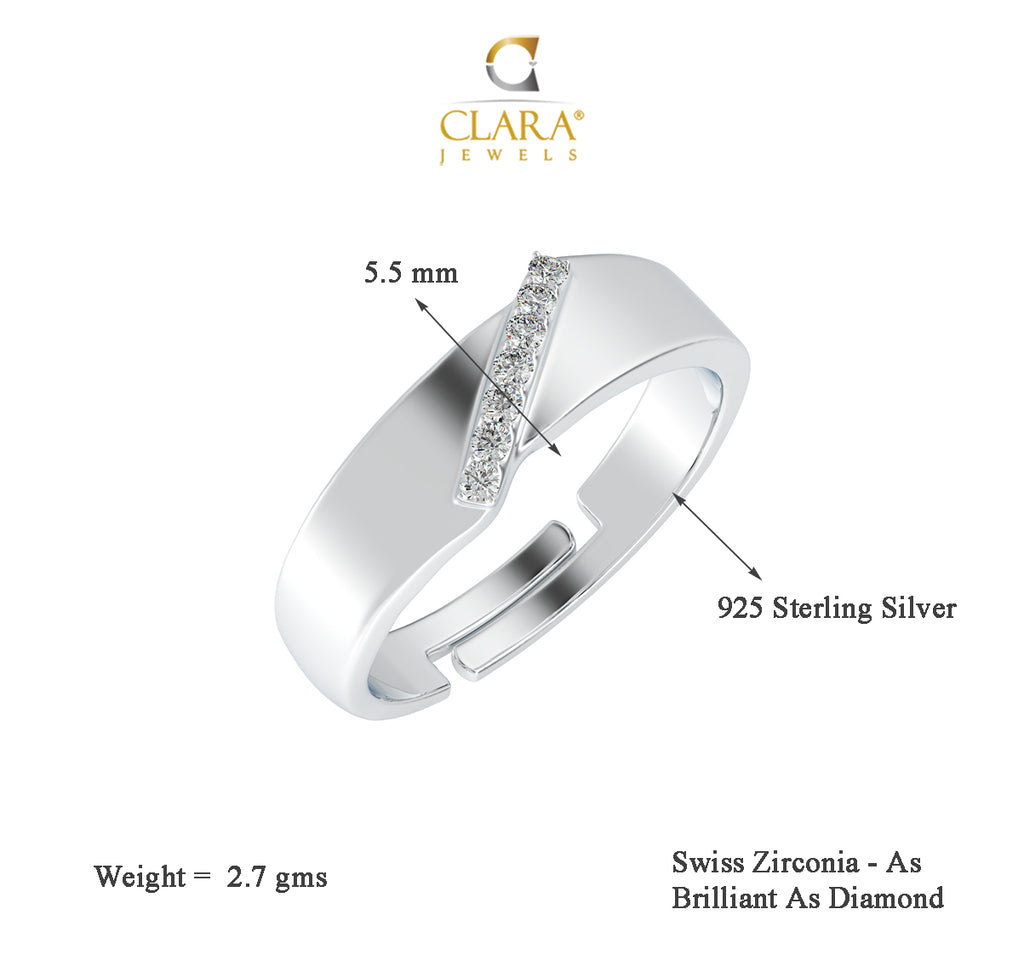 CLARA Pure 925 Sterling Silver Monte Adjustable Ring Gift for Women and Girls