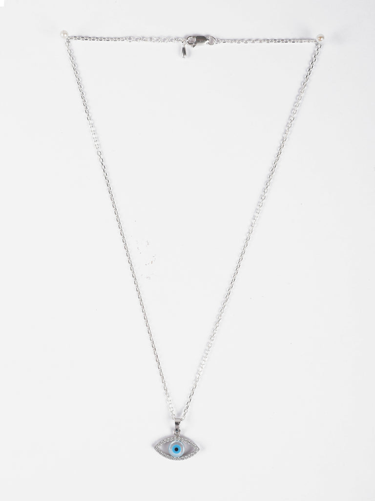 CLARA 925 Sterling Silver Evil Eye Halo Pendant Chain Necklace 