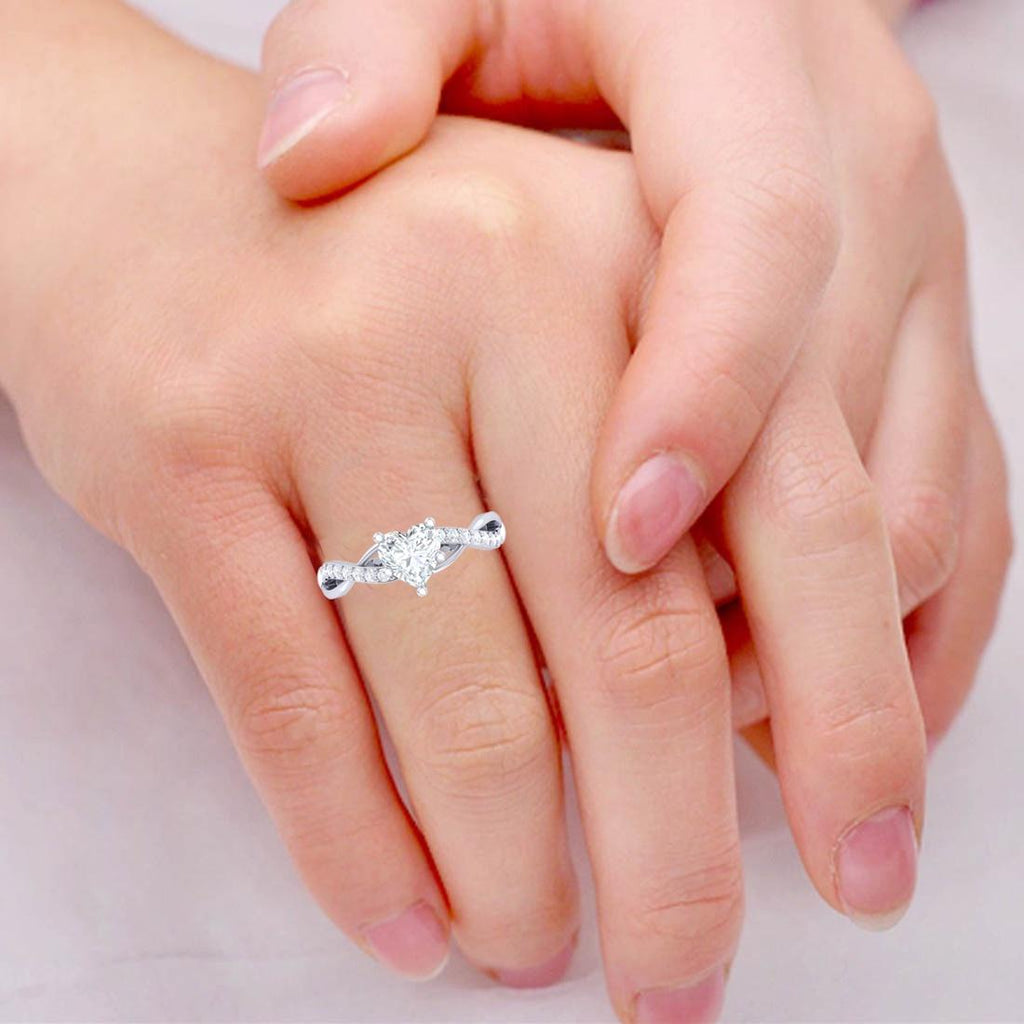 CLARA Made with Swiss Zirconia 925 Sterling Silver Heart Solitaire Ring Gift for Women and Girls