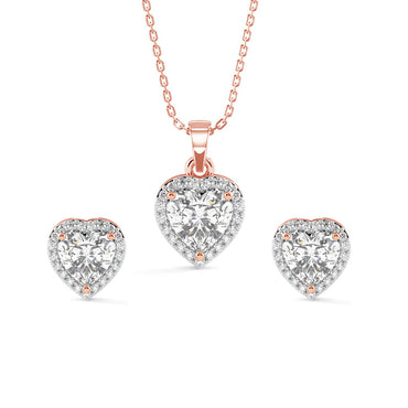 CLARA 925 Sterling Silver Heart Solitaire Pendant Earring Chain Jewellery Set 
