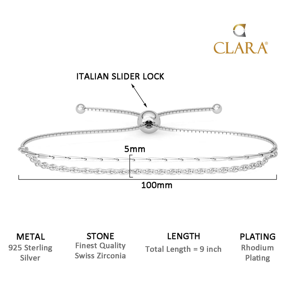 CLARA 925 Pure Silver Double chain Bracelet
