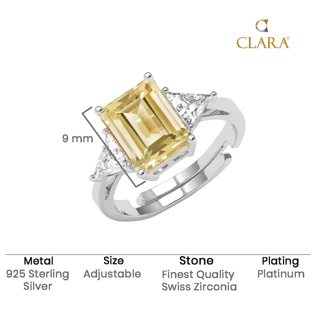 Silver Anya Fancy Yellow Solitaire Ring