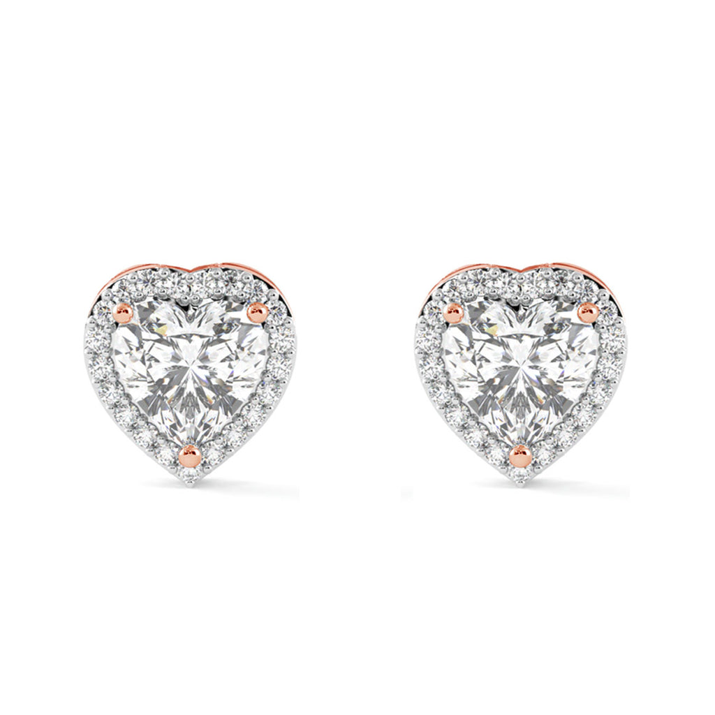 CLARA 925 Sterling Silver Heart Solitaire Earrings with Screw Back 