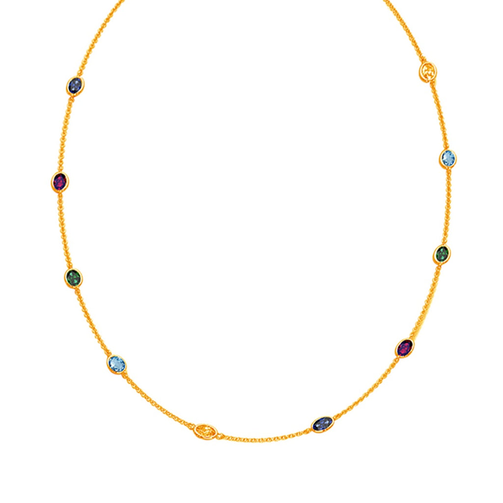CLARA 925 Sterling Silver Multicolor Charm Minimal Necklace Chain 