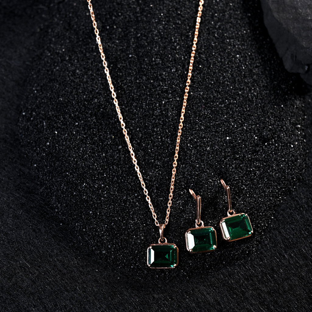 CLARA 925 Sterling Silver Celia Pendant Earring Chain Jewellery Set 