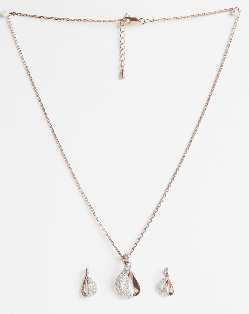 CLARA 925 Sterling Silver Agda Pendant Earring Chain Jewellery Set 