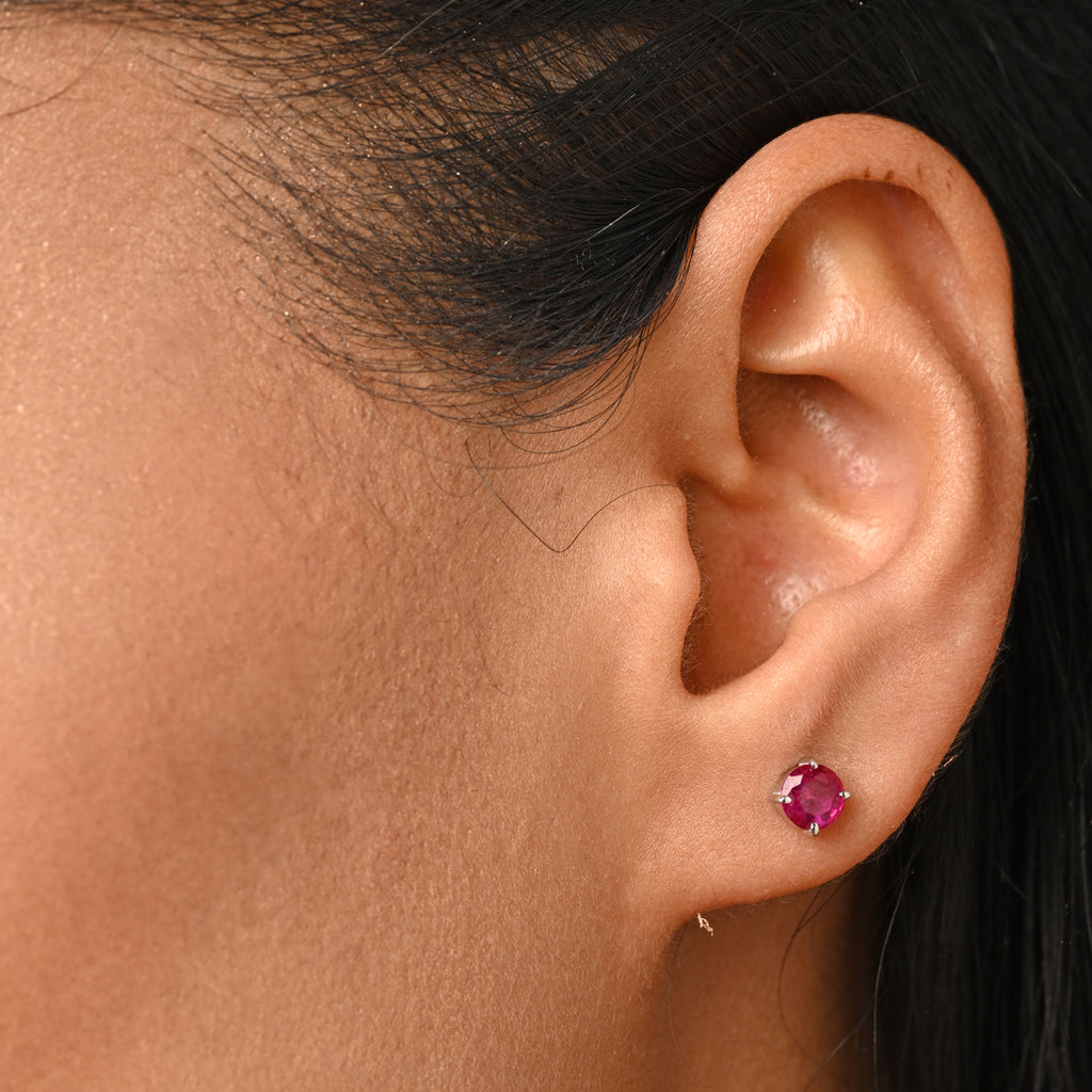 CLARA 925 Sterling Silver Blood Red Studs Earrings Gift for Kids Girls 