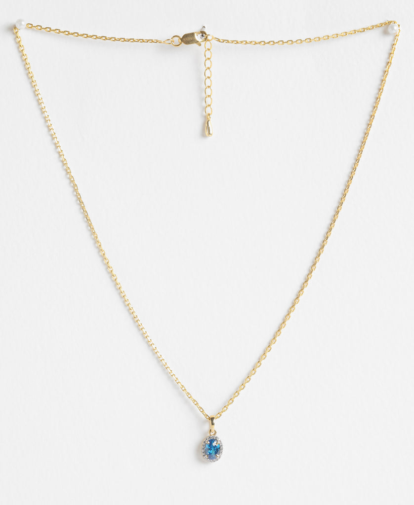 CLARA 925 Sterling Silver Blue Pendant Chain Necklace 