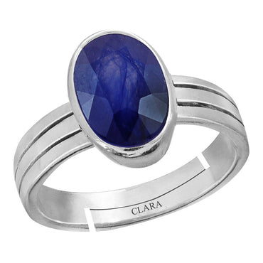 Certified Blue Sapphire Neelam 3.9cts or 4.25ratti 92.5 Sterling Silver Adjustable Ring