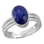 Certified Blue Sapphire Neelam 6.5cts or 7.25ratti 92.5 Sterling Silver Adjustable Ring