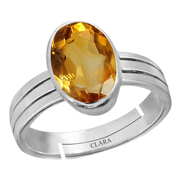 Certified Citrine Sunehla 3cts or 3.25ratti 92.5 Sterling Silver Adjustable Ring
