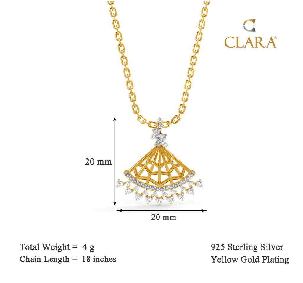 CLARA 925 Sterling Silver Irina Pendant Chain Necklace 