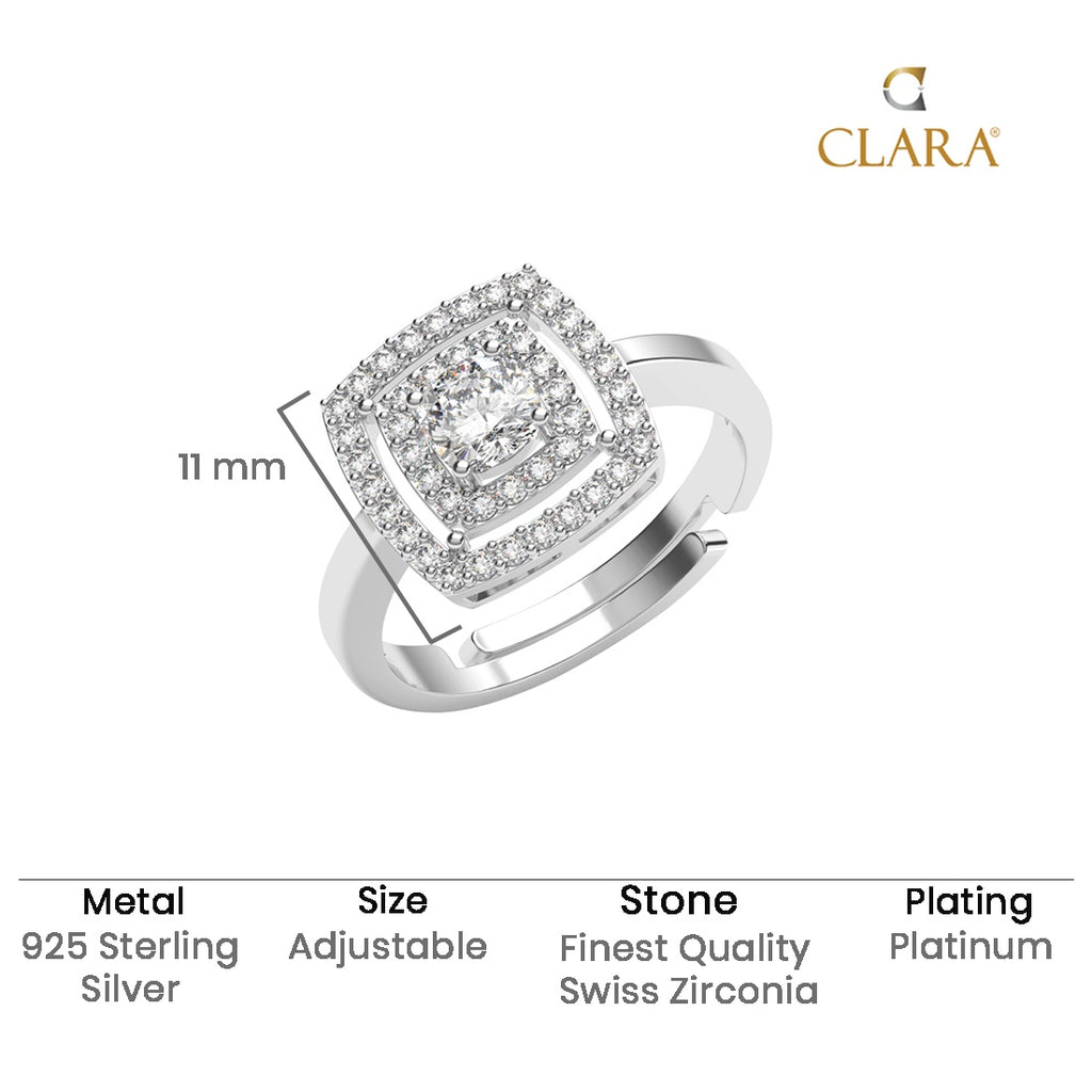 Silver Luna Cushion Cut Halo Ring