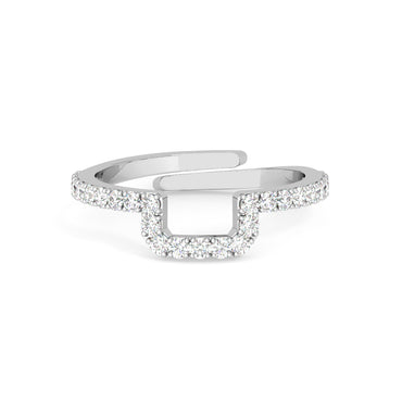 CLARA Pure 925 Sterling Silver U shape Finger Ring with Adjustable Band 