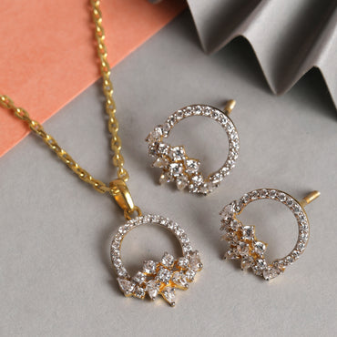 CLARA 925 Sterling Silver Tica Pendant Earring Chain Jewellery Set 